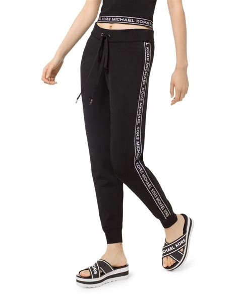 michael kors bold side stripe jogger black|MICHAEL Michael Kors Leggings for Women .